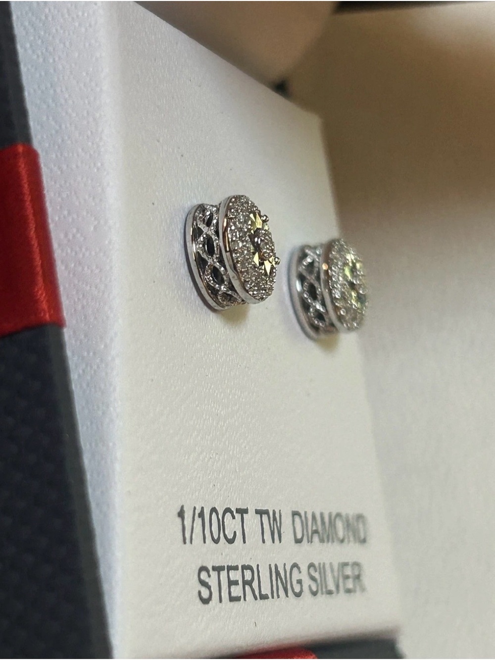 Macy's Sterling Silver Round Halo Diamond Stud Earrings — Silver - Picture 4 of 6